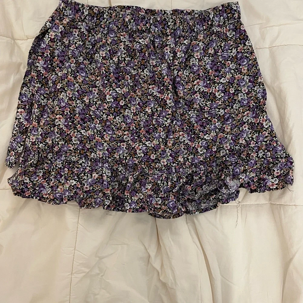 Floral Ruffle Mini Skirt - Picture 1 of 7